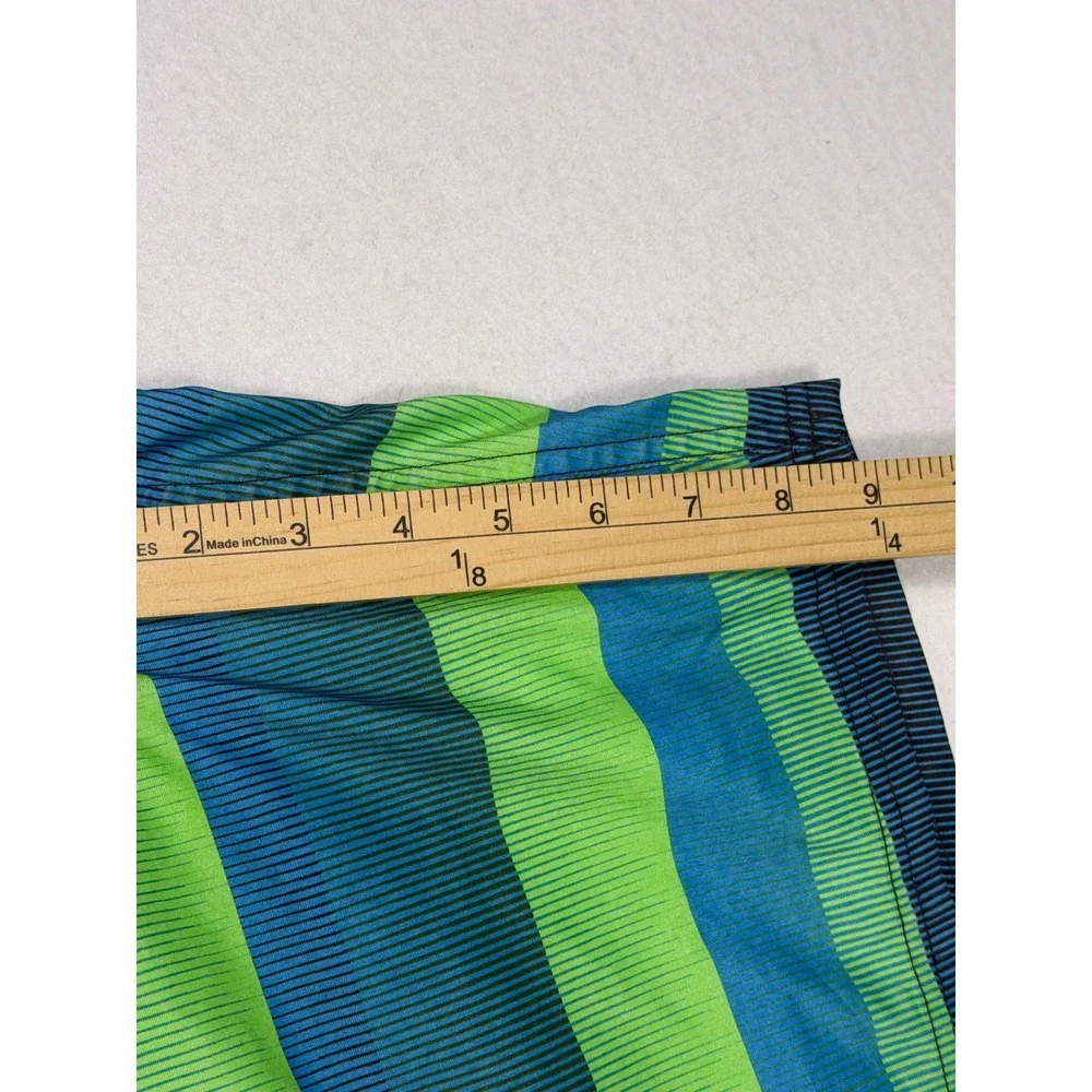 Nike Swim Trunks Men Large‎ Blue Green Striped Board Shorts NESS7480